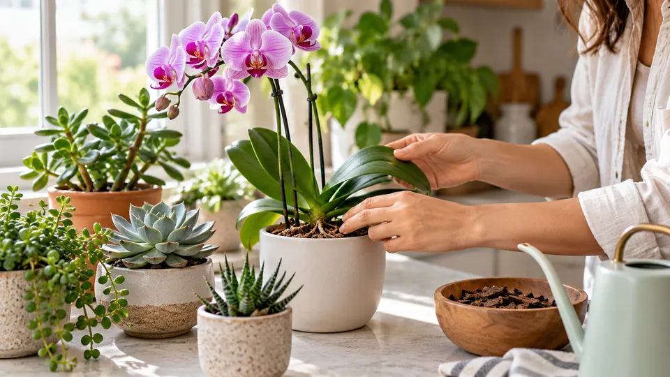 Cuidados com orquídeas e suculentas em vasos
