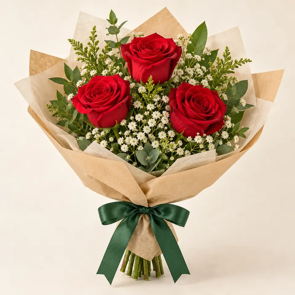 Trio de Rosas Vermelhas