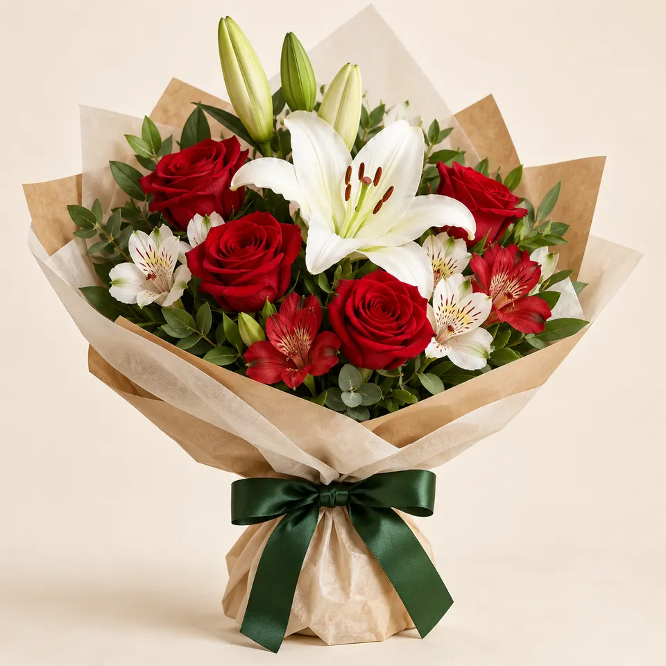Lírios e Rosas Vermelhas