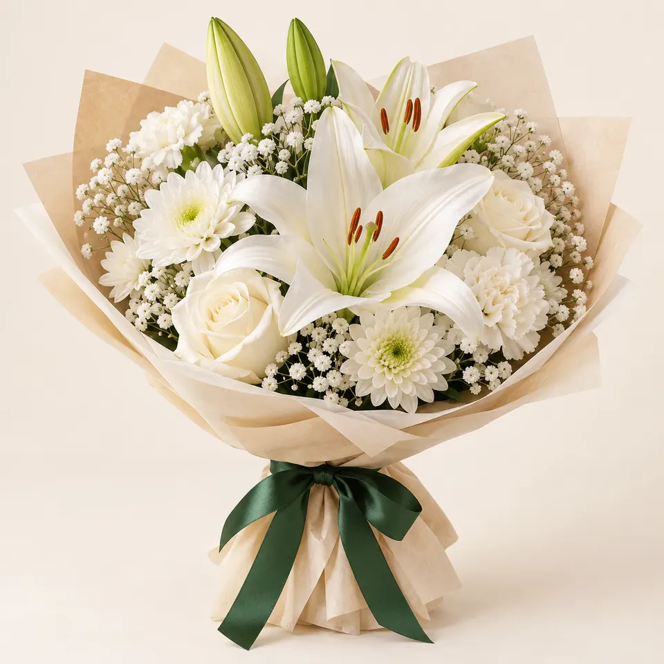Buquê de Lírios e Flores Brancas