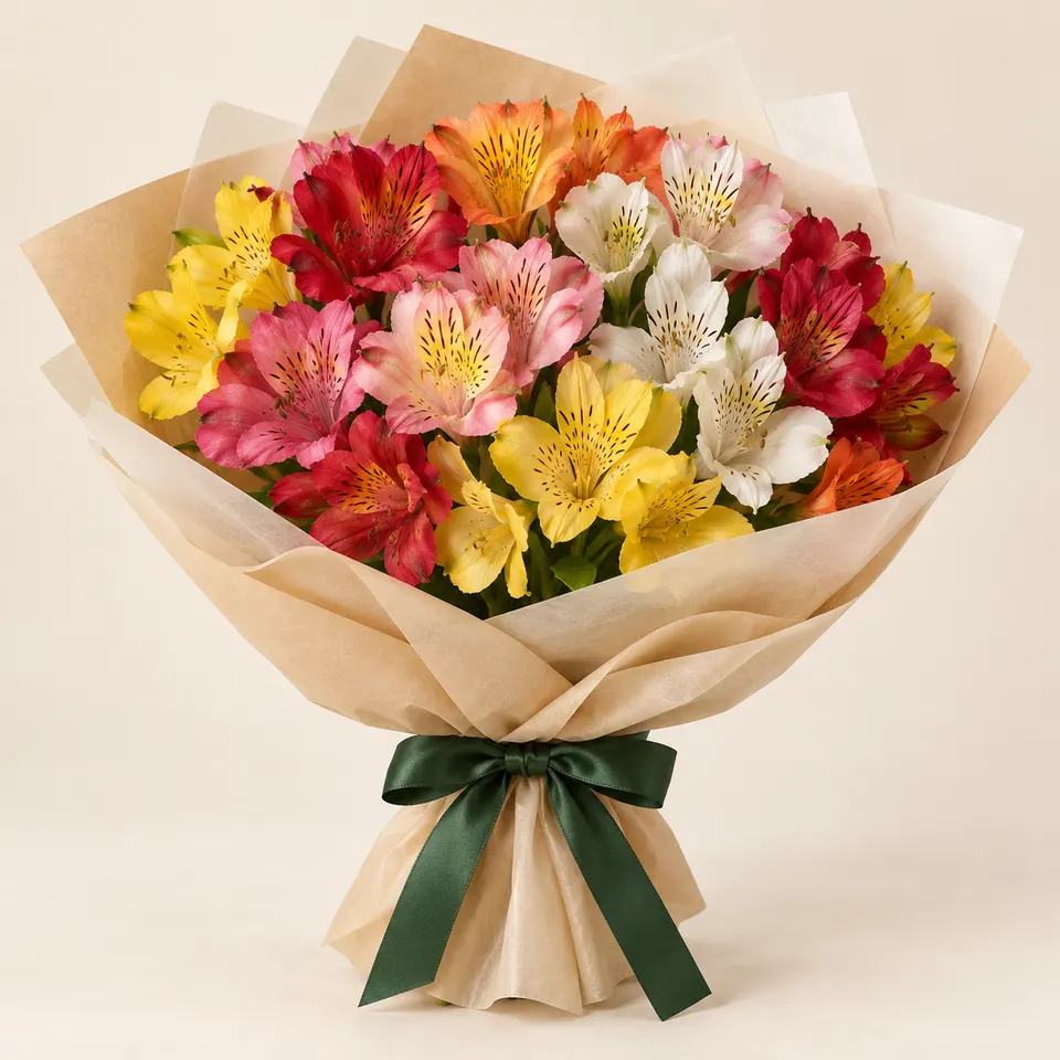 Buquê delicado com Alstroemélias Coloridas