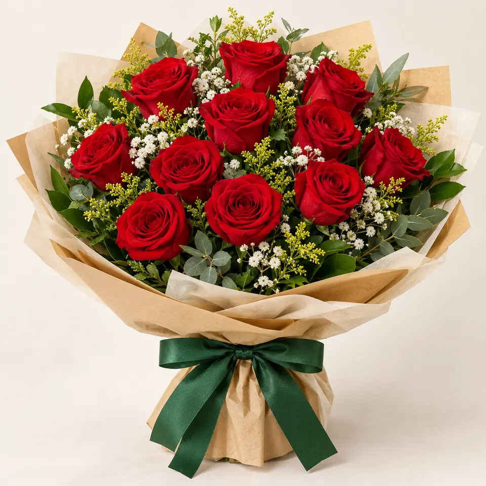 Buquê Especial 12 Rosas Vermelhas na Esponja