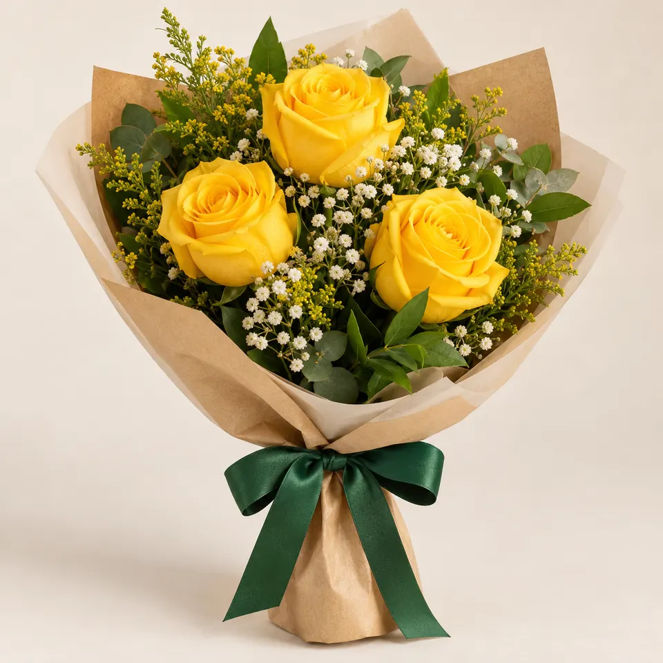Trio de rosas amarelas