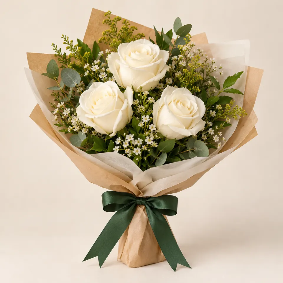 Trio de Rosas brancas