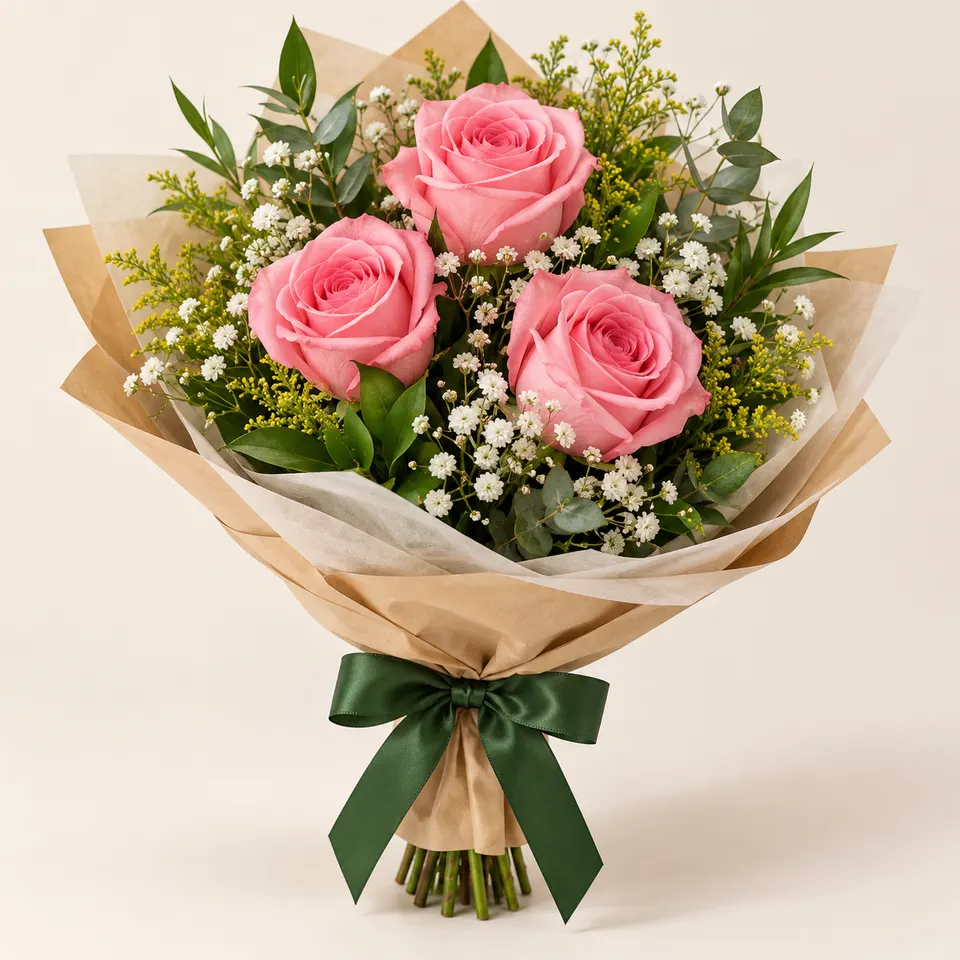Trio de rosas rosadas