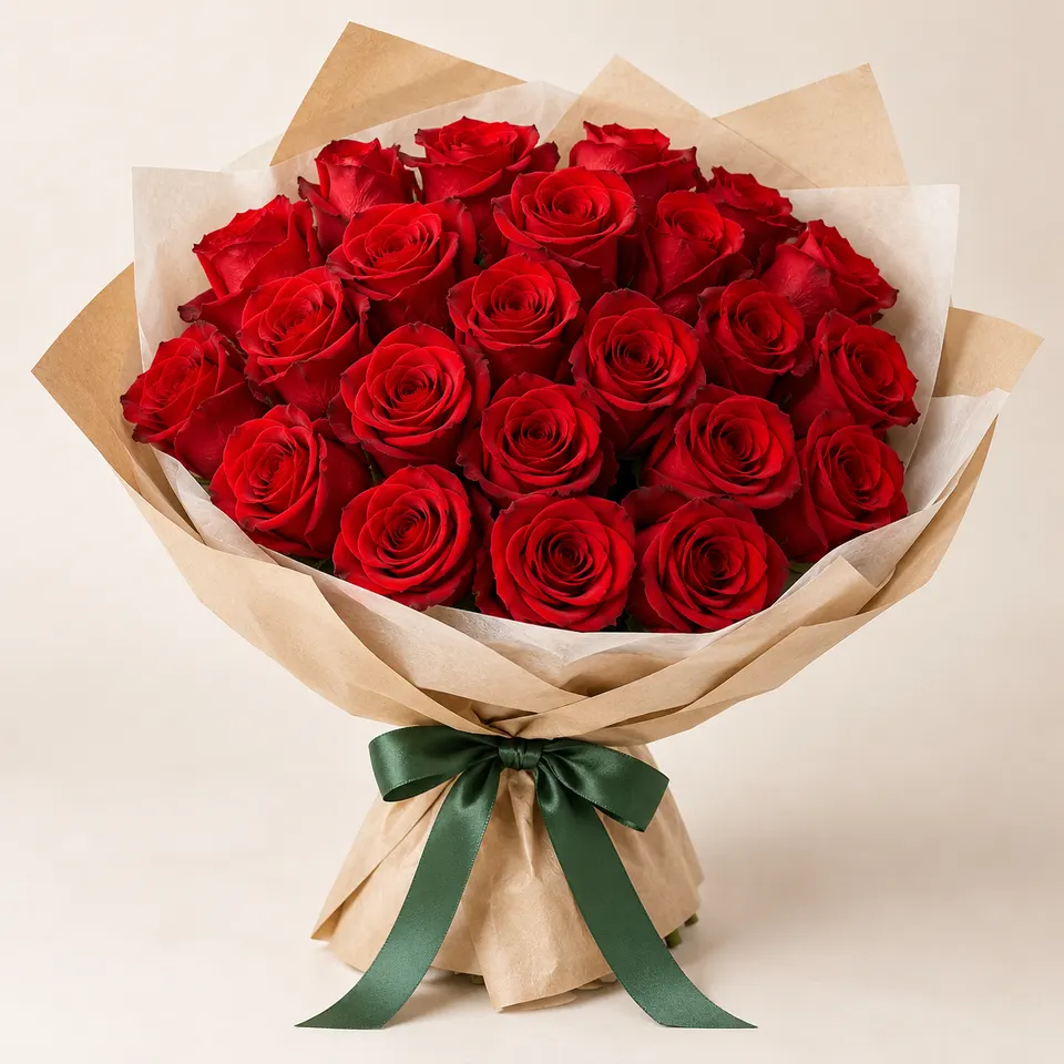 Buquê Delicado com 24 Rosas Vermelhas