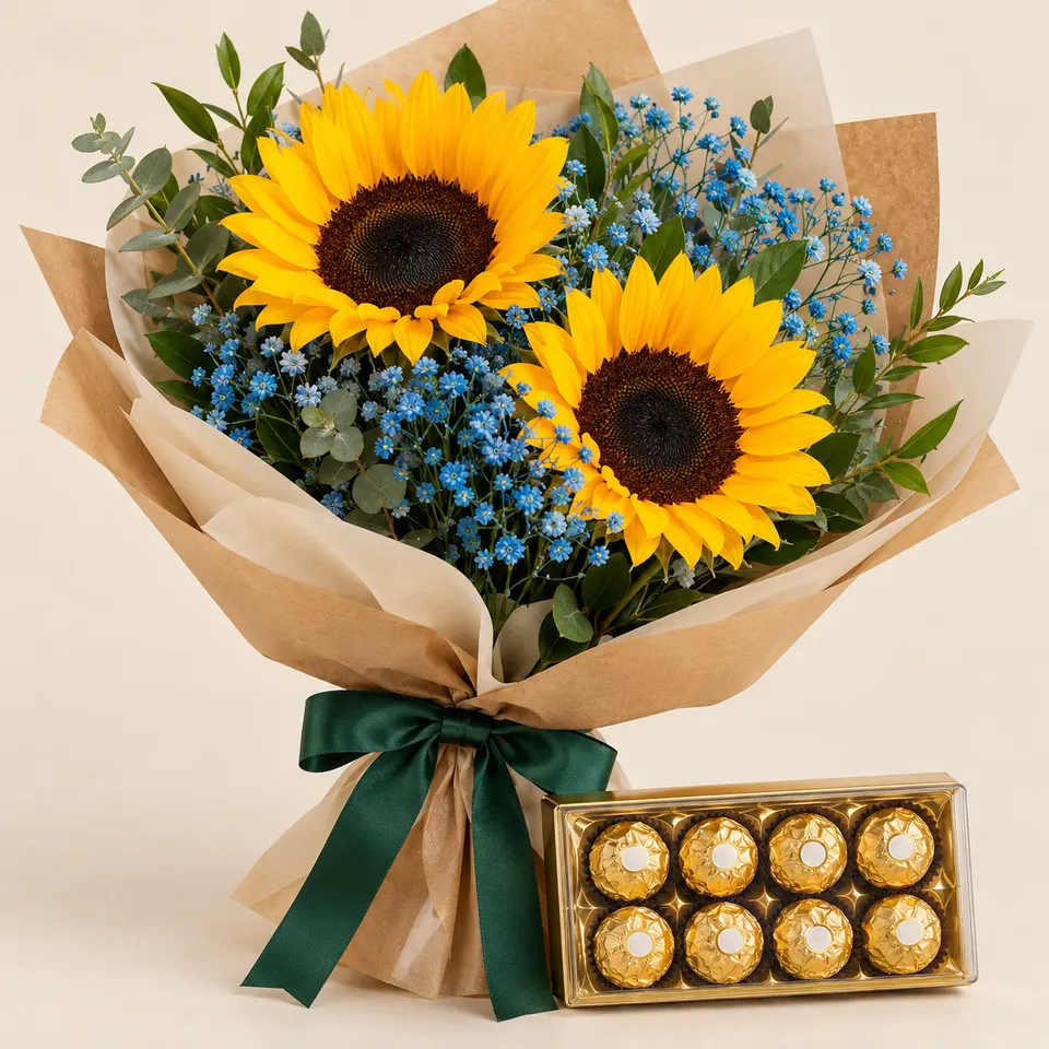 Duo de Girassóis Van Gogh com Ferrero Rocher