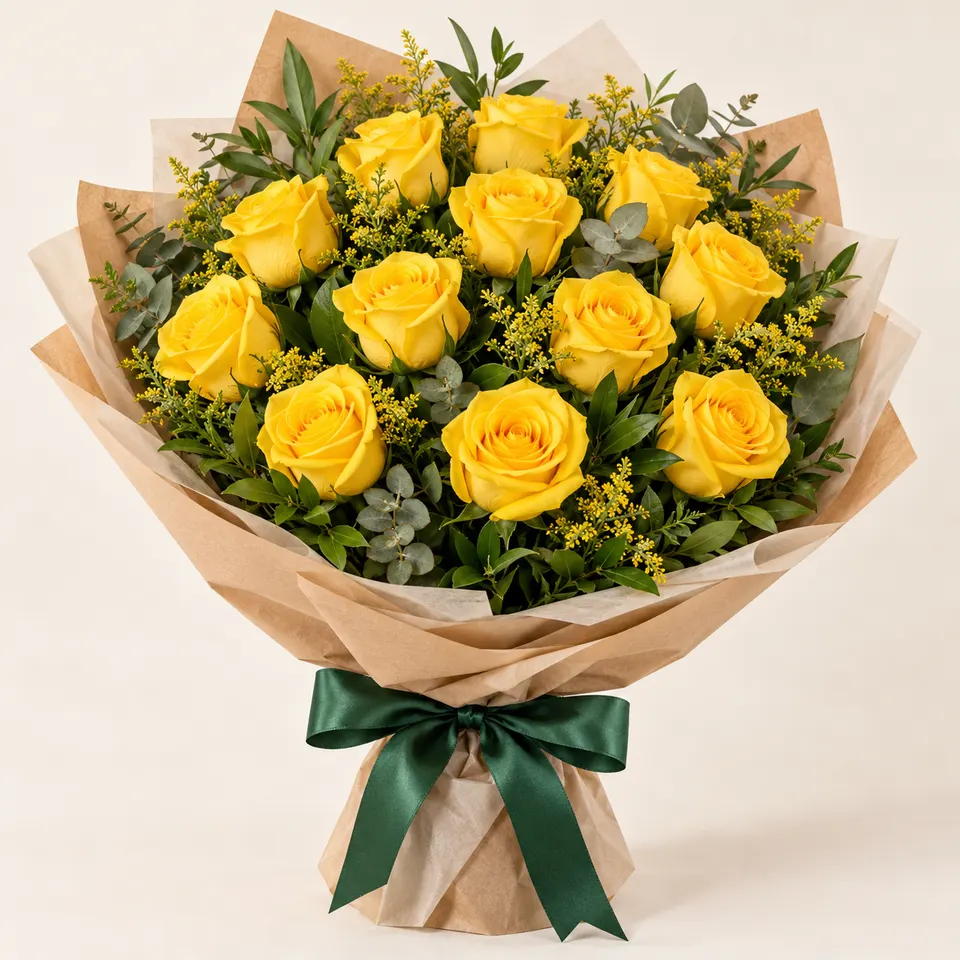 Buquê especial com 12 rosas amarelas