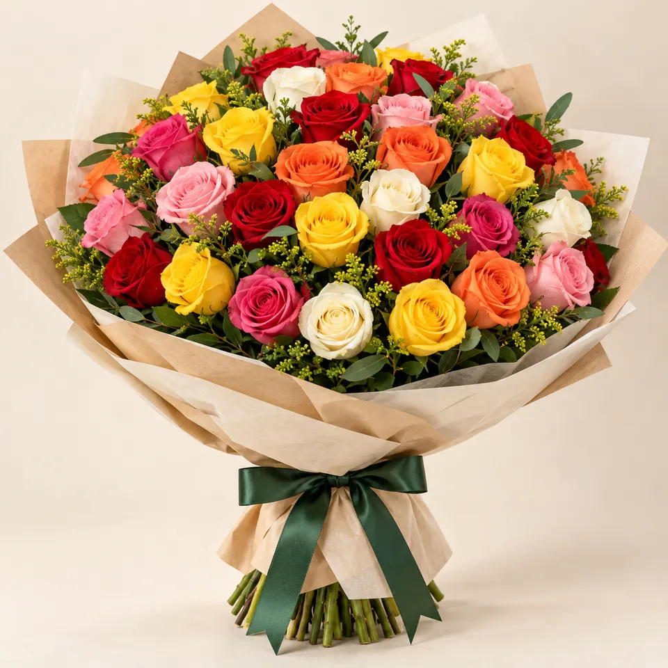 Buquê de 36 Rosas Coloridas