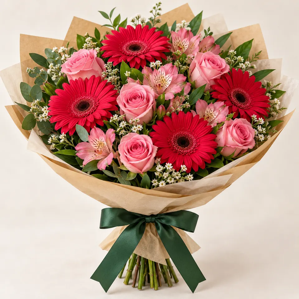 Buquê Elegante de Gerbéras e rosas