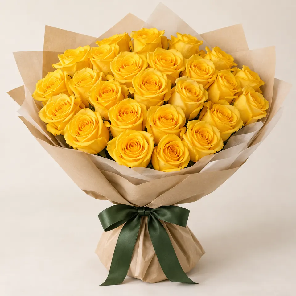 Buquê Delicado com 24 Rosas Amarelas